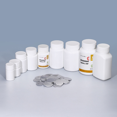 kopen 50 ml Kleine op maat gemaakte witte aluminiumfolie verzegelkap pilfles voor capsules verpakking online vervaardiging