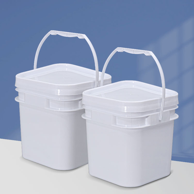 kopen Witte voedingsmiddelen opslag Voedingsmiddelenkwaliteit 5L Vierhoekige vierkant plastic emmer met deksel handvat online vervaardiging