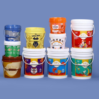 kopen Verkoop Food Grade 1L-20L Plastic verf emmer met handvat afdichtend deksel en aangepast logo online vervaardiging