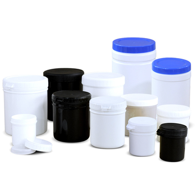 kopen Materiaal Wit en zwart HDPE-plastic opslagvat Breedmondflessen met inwendige deksel online vervaardiging
