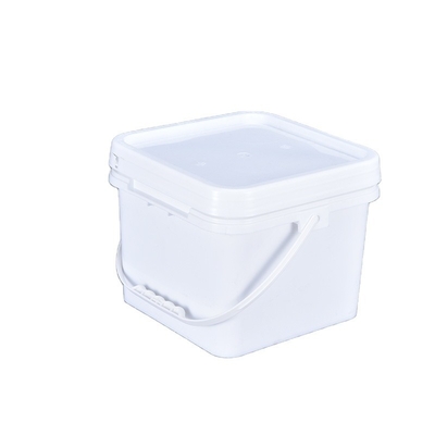 kopen Op maat gemaakte drukwerk Injectievorming Vierkante Plastic Bucket Met Deksel Wit Logo Design online vervaardiging