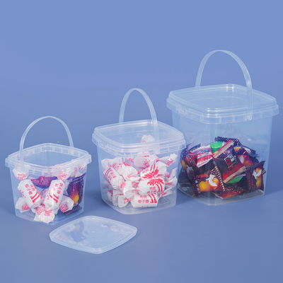 kopen Gepersonaliseerd logo 280ml 500ml 1L 2L Duidelijke dikke vierkant plastic emmers met deksels online vervaardiging