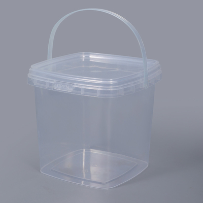 kopen 2L capaciteit voedselkwaliteit helder vierkant plastic emmers emmer met handvat voor koekjes opslag online vervaardiging