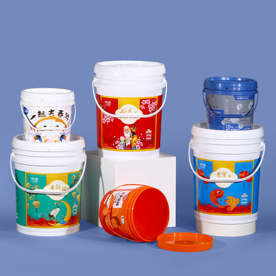 kopen 100% materiaal Kleurrijke ronde plastic emmerpot met deksel en handvat online vervaardiging