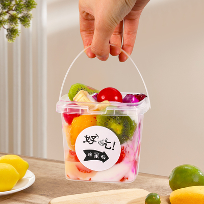 kopen 500 ml plastic emmer voor ijs en fruit met groen deksel en handvat online vervaardiging