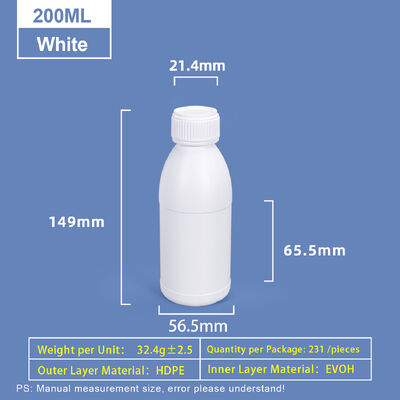 kopen 200ml Witte Ronde-Schouder Plastic Fles Plastic Coex HDPE Fles online vervaardiging