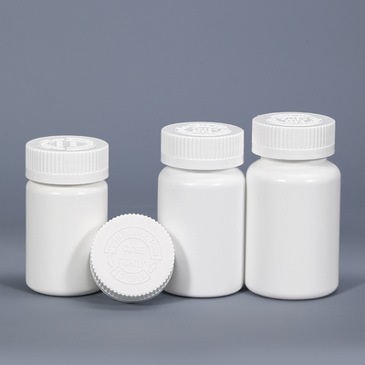 Witte ronde plastic pilflessen voor kindervrije capsules