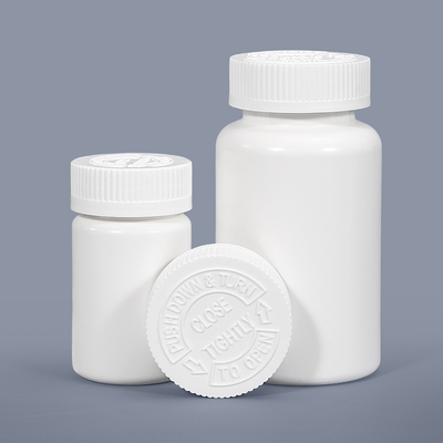 Gravureerde witte ronde plastic pillenflessen voor capsule tabletten