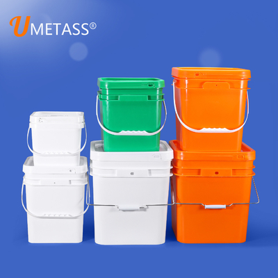 Vierkante plastic vat met deksel handvat voor verf voedsel Shea boter saus Verpakkingsdoos 10L capaciteit