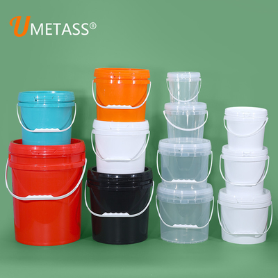 Duurzame plastic emmer emmer met deksel en handvat 1L 2L 3L 4L 5L volume en transparant