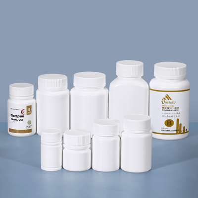 HDPE kraag farmaceutische pilflessen 50cc 4 oz Wit aluminium folie pakdoek