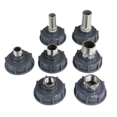 Zwarte IBC tank adapter met S60X6 draad naar 1 