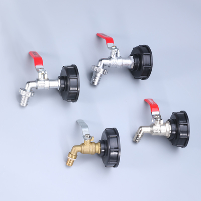 Op maat gemaakte ondersteuning OEM IBC Tank Adapter voor thuis Tuin slang kraan draad Messing Ball Bibcock