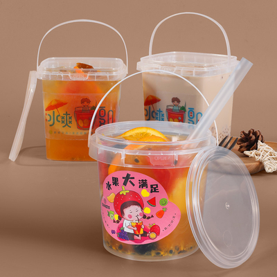 600 ml Custom IML Printing Clear Plastic Buckets met deksels voor warmteoverdracht
