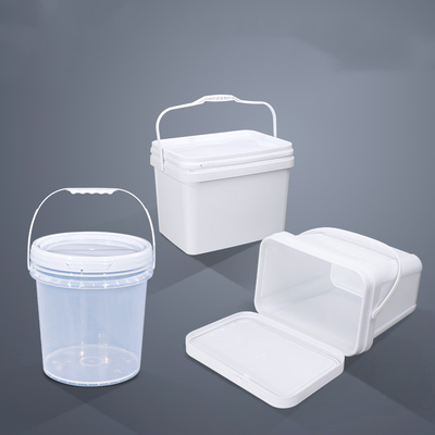 8L verdikt wit doorzichtig groot vierkant plastic emmer met deksel voedselkwaliteit