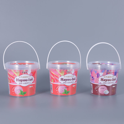 Verkoop 2L Wit/Zwart/Translucent Plastic Bucket met deksel handvat voor Food Grade Snacks