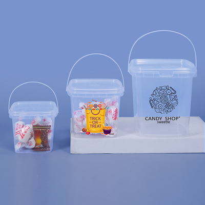Capaciteit 280 ml 500 ml 1L 2L Food Grade Square Klein helder wit Plastic Bucket BPA-vrij