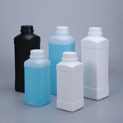 Hoogduurzaamheid Vierkante HDPE-fles met manipulatiebestendige doppen chemisch bestand