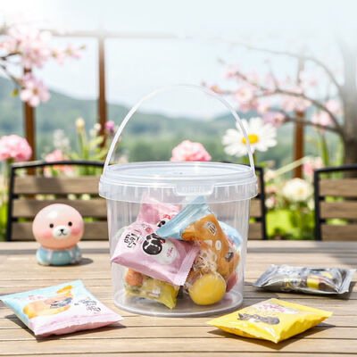 milieuvriendelijke ronde plastic emmers met deksels en handvaten voor bulkvoedingsverpakkingen