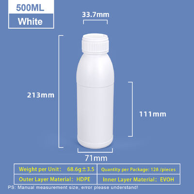 500 ml witte ronde schouder plastic fles Plastic Coex HDPE fles