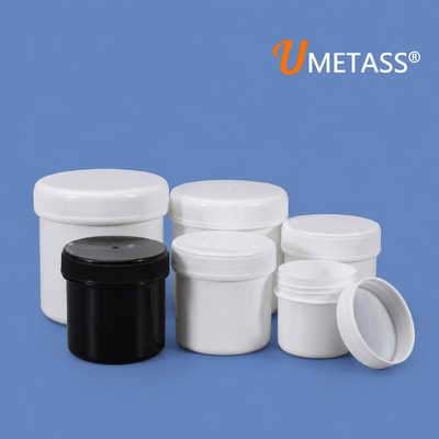 Groothandel PP-schroef plastic pot 50 ml-300 ml met lege blikjes van aluminiumfolievoering voor poedergebruik