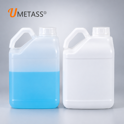 5L HDPE-plastic Jerry Can voor vloeibare verpakking Wit doorzichtig F-stijl plastic pot met handvat